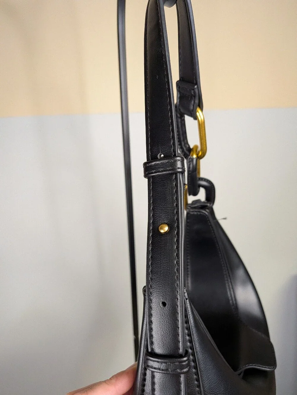 NWT Madison West Black Crescent Hobo Bag Gold Chain Accent